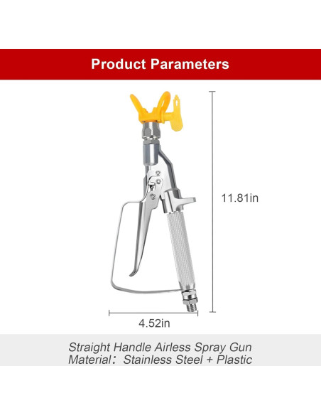 Pistola de Pulverización ZHUITU 3600 PSI Aluminio Plata