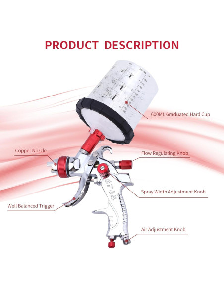 Pistola de Pulverización Zeinlenx 2008-4 600ml 4 Boquillas