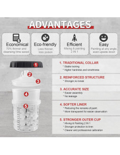 Tazas de Pintura Spray LEKALAPRO 20 Tazas 600ml con Filtros 2