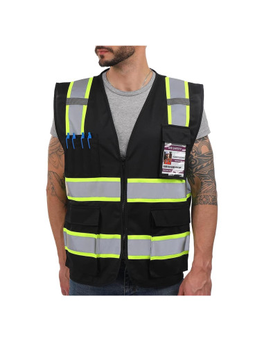 Chaleco Reflectante Dib Seguridad Alta Visibilidad Negro L