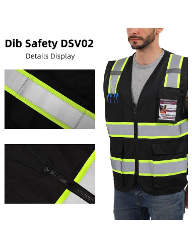 Chaleco Reflectante Dib Seguridad Alta Visibilidad Negro L