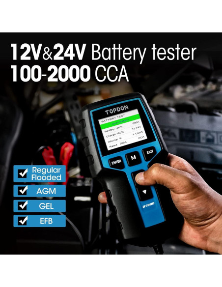 Probador de Baterías TOPDON BT200 12V 24V Digital Carga