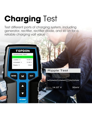 Probador de Baterías TOPDON BT200 12V 24V Digital Carga