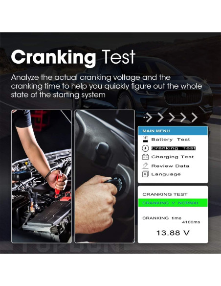 Probador de Baterías TOPDON BT200 12V 24V Digital Carga