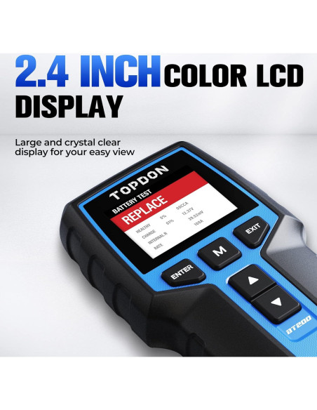 Probador de Baterías TOPDON BT200 12V 24V Digital Carga
