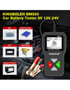 Probador de Batería KINGBOLEN BM550 6V 12V 24V CCA 100-2000 2