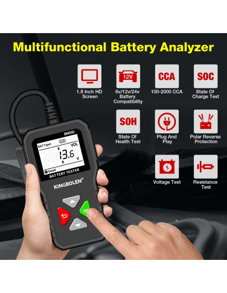 Probador de Batería KINGBOLEN BM550 6V 12V 24V CCA 100-2000