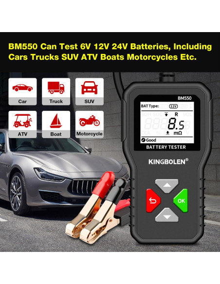 Probador de Batería KINGBOLEN BM550 6V 12V 24V CCA 100-2000
