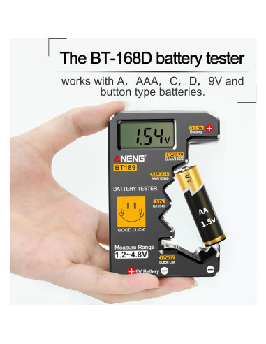 Probador de Baterías ANENG BT189 LCD Universal Compacto