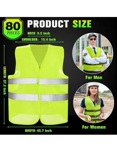 Chaleco de Seguridad Reflectante JaGely Unisex 80 Paquetes