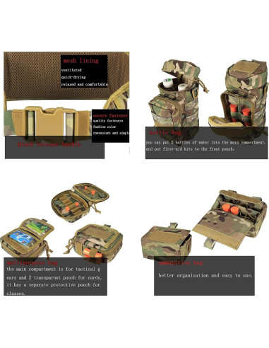 Cinturón Táctico BOMTURN 7 en 1 Militar Molle Ajustable