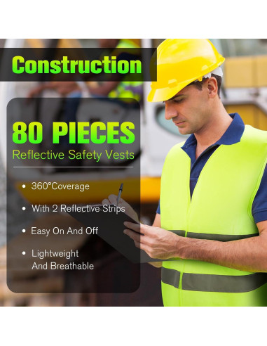 Chaleco de Seguridad Reflectante JaGely Unisex 80 Paquetes