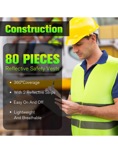 Chaleco de Seguridad Reflectante JaGely Unisex 80 Paquetes