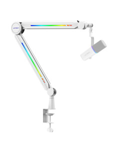 Brazo de Micrófono IXTECH RGB Alto Perfil Ajustable Blanco