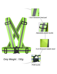 Chaleco Reflectante AISIBO Ajustable Alta Visibilidad Verde 2