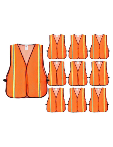 Chalecos de Seguridad Dazonity 10pcs Malla Alta Visibilidad