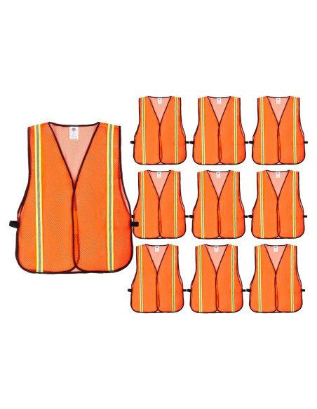 Chalecos de Seguridad Dazonity 10pcs Malla Alta Visibilidad