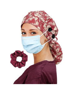 Gorro Quirúrgico Satén para Mujeres Cabello Largo 4 Botones 2