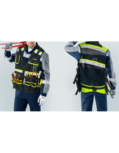 Chaleco de Seguridad Reflectante Verde Fluorescente con 17 Bolsillos