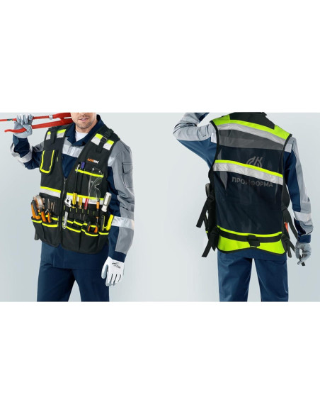 Chaleco de Seguridad Reflectante Verde Fluorescente con 17 Bolsillos