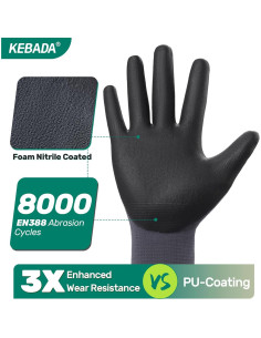 Guantes de Trabajo Kebada W5 Pequeños Nitrilo Transpirables 2