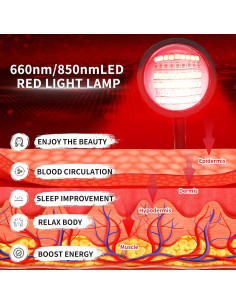 Lámpara de Terapia de Luz Roja WTINTELL 54 LEDs 660nm 850nm 2