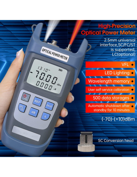 Medidor de Potencia Óptica Duogalia 10Km SC FC -70 a +10dBm