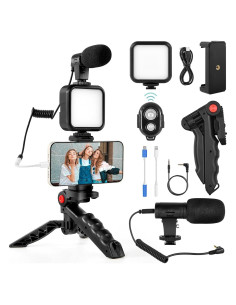 Kit de Vlogging Kalofaye MG20 con Luz LED y Micrófono