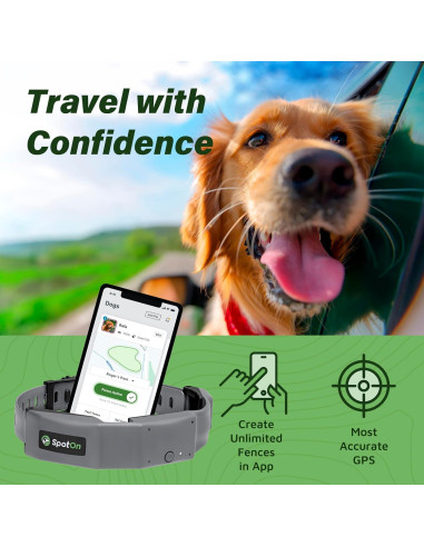 Collar GPS SpotOn para Perros Grande, Impermeable y Preciso