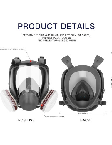 Máscara de respirador RZHSMDM cara completa 19 en 1