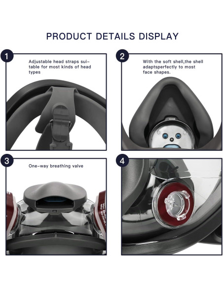 Máscara de respirador RZHSMDM cara completa 19 en 1