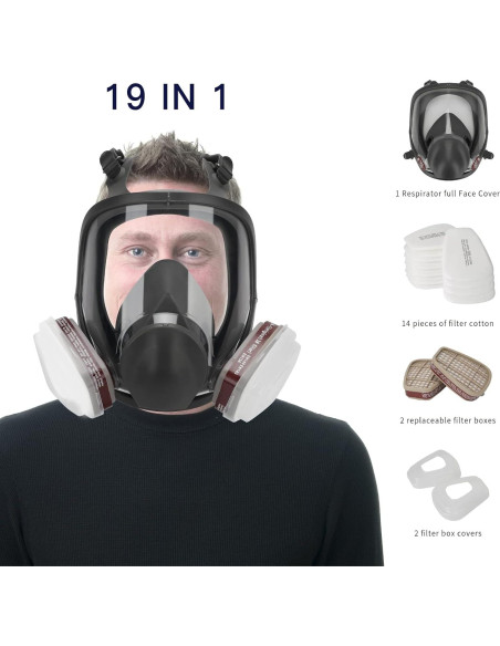 Máscara de respirador RZHSMDM cara completa 19 en 1