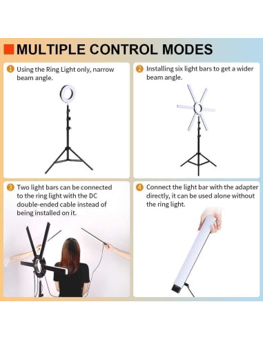 Kit de Luz de Anillo LED GVM 600S 90W Regulable 3200K-5600K