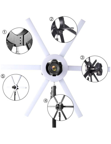 Kit de Luz de Anillo LED GVM 600S 90W Regulable 3200K-5600K