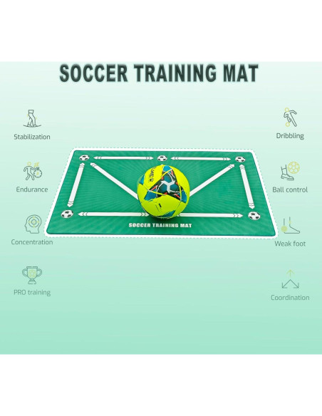 Alfombra de Entrenamiento de Fútbol Pepoivn 90x60cm Antideslizante
