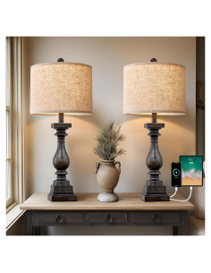 Lámpara de Mesa BOBOMOMO Juego de 2 Retro con USB