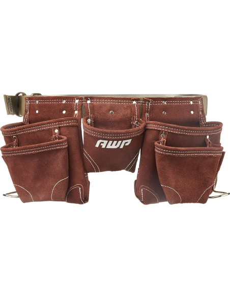 Delantal de Herramientas AWP Cuero Suede 11 Bolsillos Marrón
