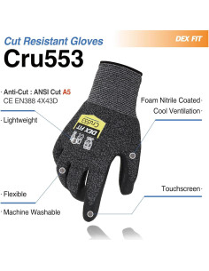 Guantes DEX FIT Cru553 Nivel 5 Resistentes a Cortes L 2