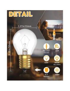 Bombilla de Lava E17 Lusta 25W Regulable 14.5" 2 Piezas 2