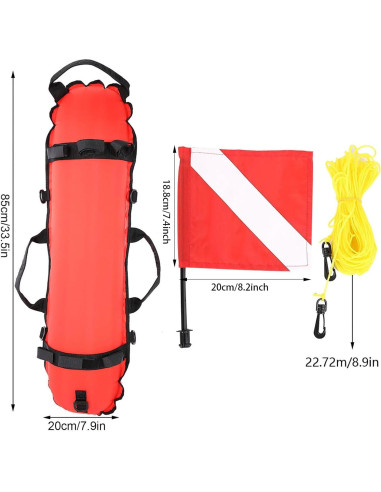 Boya de Inflación OUKENS con Bandera de Buceo 85x20cm