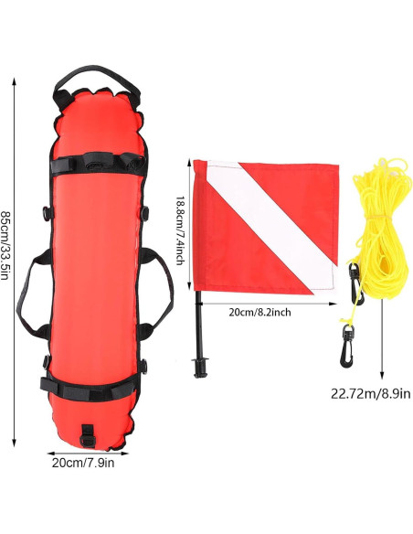 Boya de Inflación OUKENS con Bandera de Buceo 85x20cm