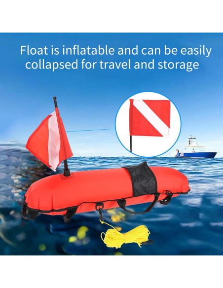 Boya de Inflación OUKENS con Bandera de Buceo 85x20cm