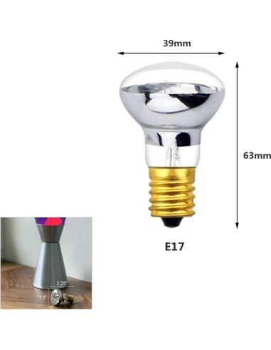 4 Bombillas Reflector R39 40W E17 para Lámparas de Lava