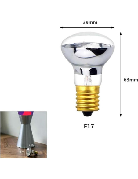 4 Bombillas Reflector R39 40W E17 para Lámparas de Lava