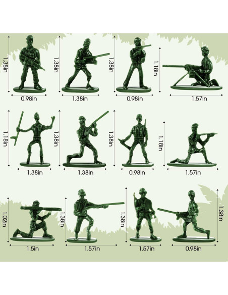 100 Soldados de Juguete del Ejército RoundFunny 2.54-3.81 cm
