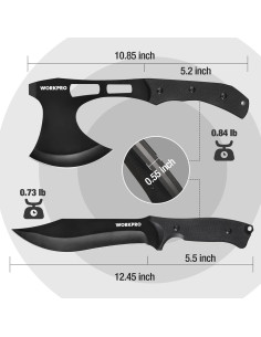 Conjunto Cuchillo y Hacha WORKPRO - Táctico y Camping 2