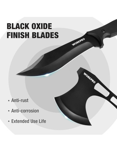 Conjunto Cuchillo y Hacha WORKPRO - Táctico y Camping