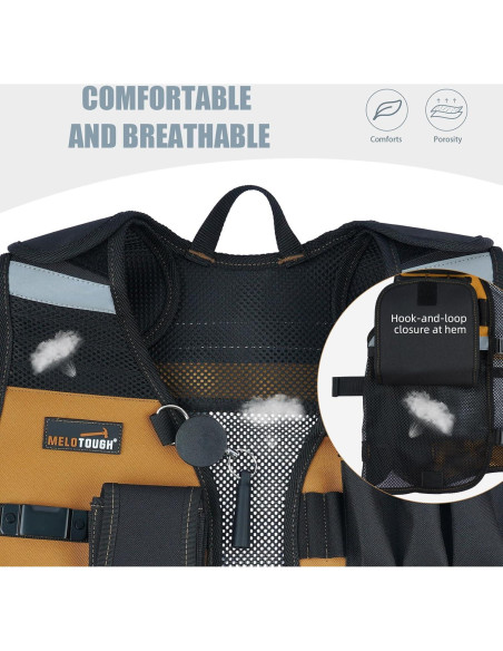 Chaleco de Herramientas MELOTOUGH Ajustable con 11 Bolsillos