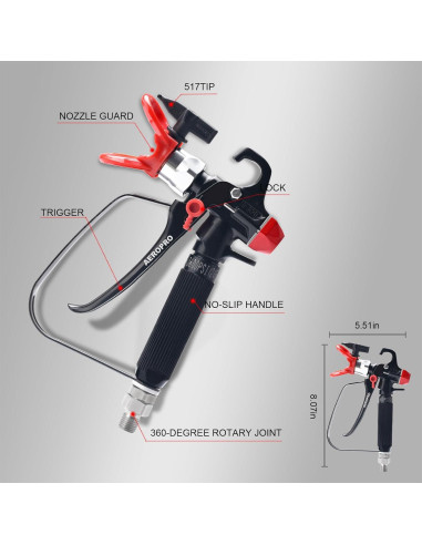 Pistola de Pintura Airless AEROPRO 820-BLACK 3600PSI