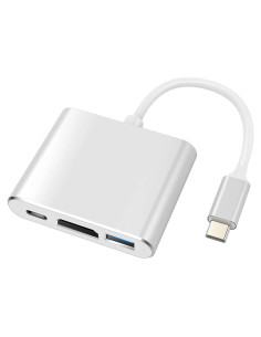 Adaptador USB C a HDMI 4K 3 en 1 F-02-001 Plata